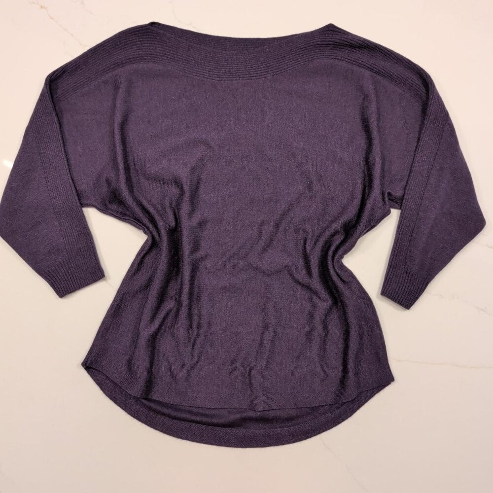 Chico's Cashmere Blend Sz 0 S Sweater Solid Rust Purple Women's Ribbed Pullover